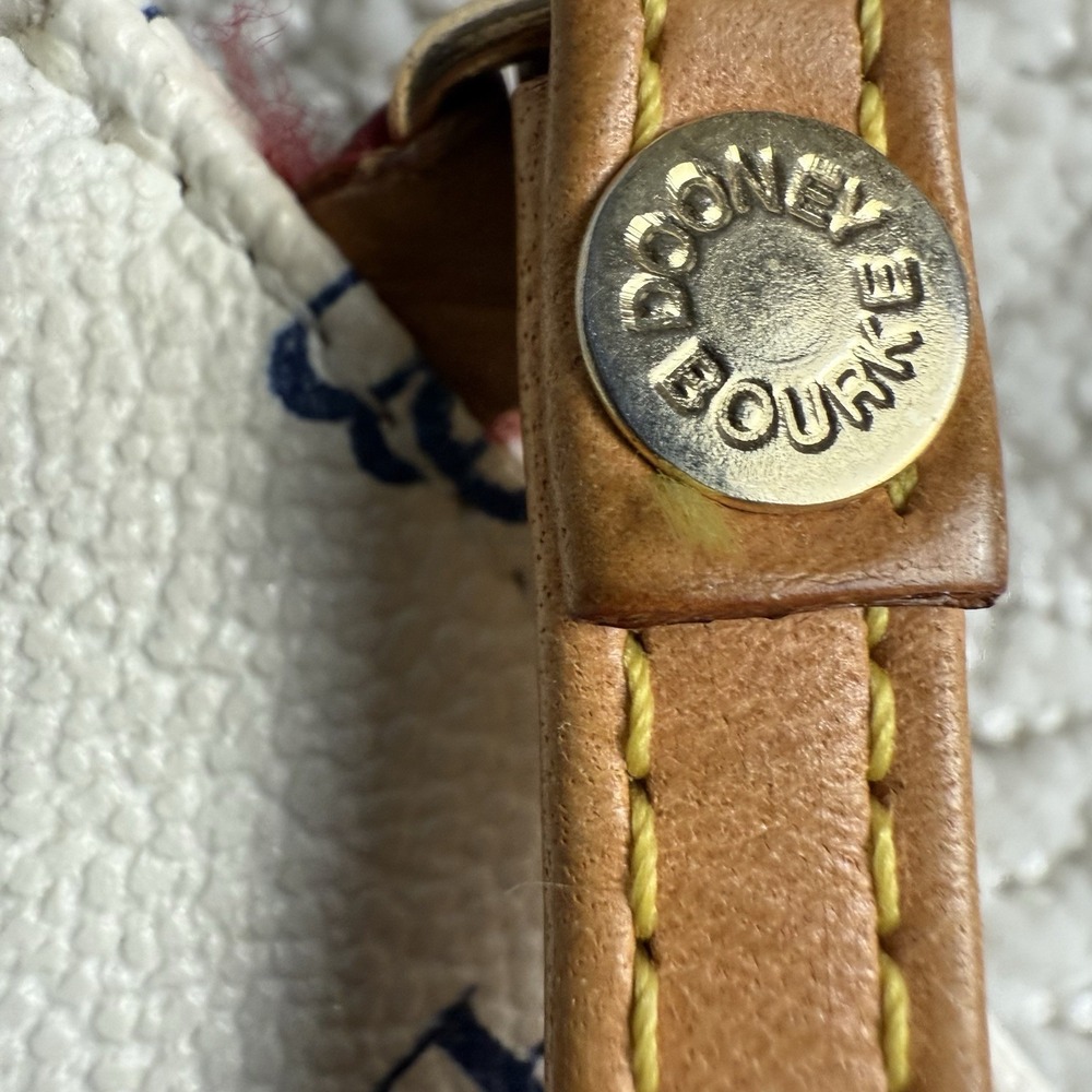 Dooney & Bourke Monogram Coated Canvas Wristlet White Blue Tan Leather Strap $98 - Picture 3 of 8